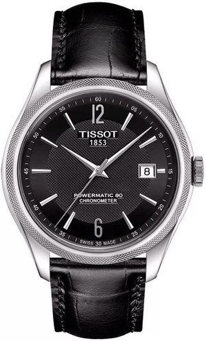 Tissot Ballade Powermatic 80 Cosc Black Dial Black Leather Strap Watch For Men - T108.408.16.057.00