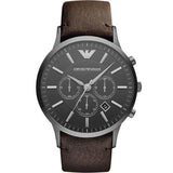 Emporio Armani Sportivo Black Dial Brown Leather Strap Watch For Men - AR2462
