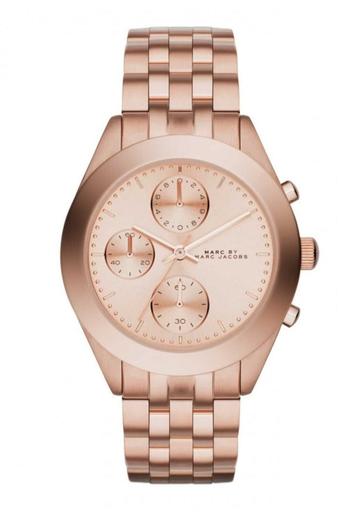 Marc Jacobs Peeker Chronograph Rose Gold Dial Rose Gold Steel Strap Watch for Women - MBM3394