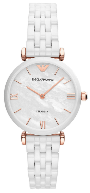 Emporio Armani Ceramica Mother of Pearl Dial White Ceramic Strap Watch For Women - AR1486