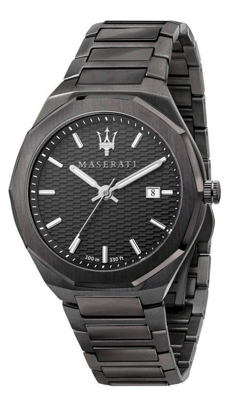 Maserati Stile Quartz Black Dial Black Steel Strap Watch For Men - R8853142001
