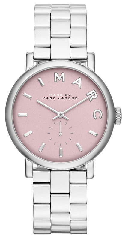 Marc Jacobs Baker Pink Dial Silver Steel Strap Watch for Women - MBM3280