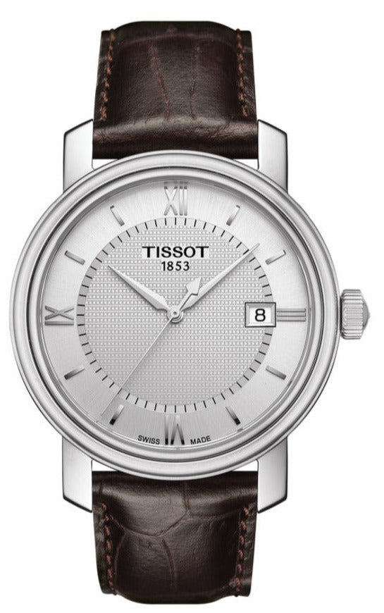 Tissot T Classic Bridgeport Silver Dial Brown Leather Strap Watch For Men - T097.410.16.038.00