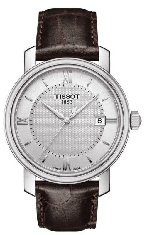Tissot T Classic Bridgeport Silver Dial Brown Leather Strap Watch For Men - T097.410.16.038.00