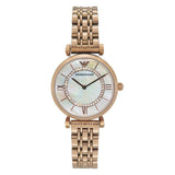 Emporio Armani Gianni T Bar Mother of Pearl Rose Gold Stainless Steel Strap Watch For Women - AR1909