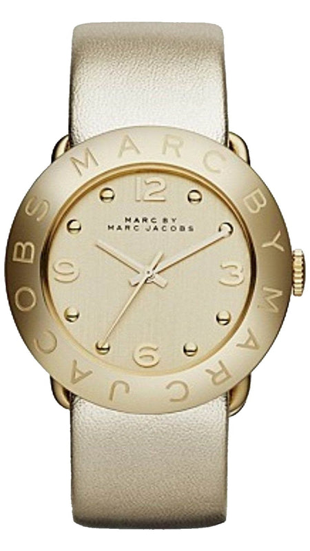 Marc Jacobs Amy Gold Dial Gold Leather Strap Watch for Women - MBM8627