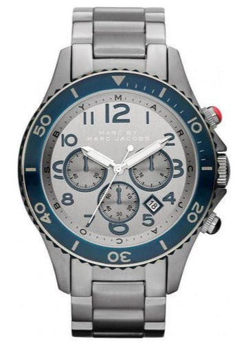 Marc Jacobs Rock Chronograph Silver Dial Silver Steel Strap Watch for Men - MBM5029