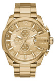 Diesel Mega Chief Chronograph Gold Dial Gold Steel Strap Watch For Men - DZ4360