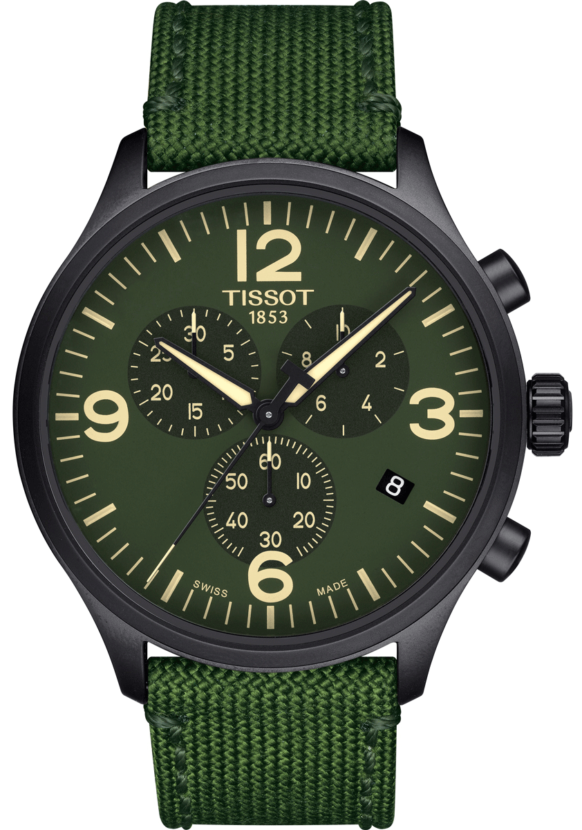Tissot Chrono XL Green Dial Green NATO Strap Watch For Men - T116.617.37.097.00