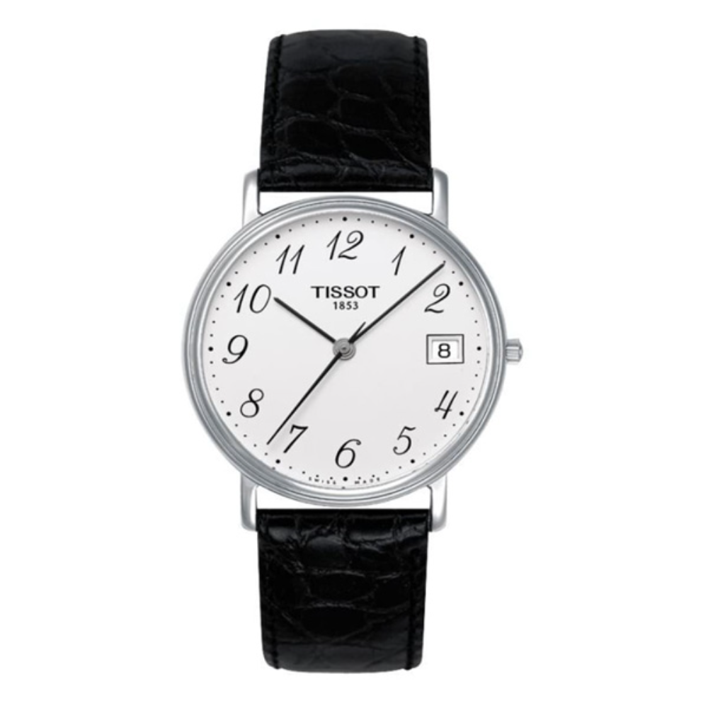 Tissot T Classic Desire White Dial Black Leather Strap Watch For Men - T52.1.421.12