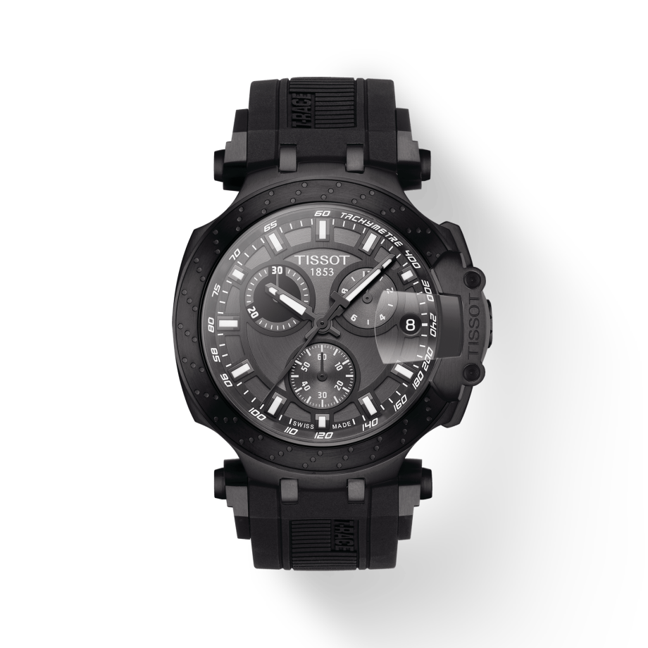 Tissot T Race Chronograph Anthracite Black Dial Black Silicone Strap Watch For Men - T115.417.37.061.03