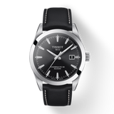 Tissot Gentleman Powermatic 80 Silicium Black Dial Black Leather Strap Watch For Men - T127.407.16.051.00