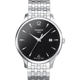 Tissot T Classic Tradition Black Dial Silver Steel Strap Watch For Men - T063.610.11.057.00