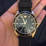 Emporio Armani Sport Quartz Black Dial Black Rubber Strap Watch For Men - AR11101
