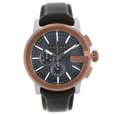 Gucci G Chrono Black Dial Brown Leather Strap Watch For Men - YA101202