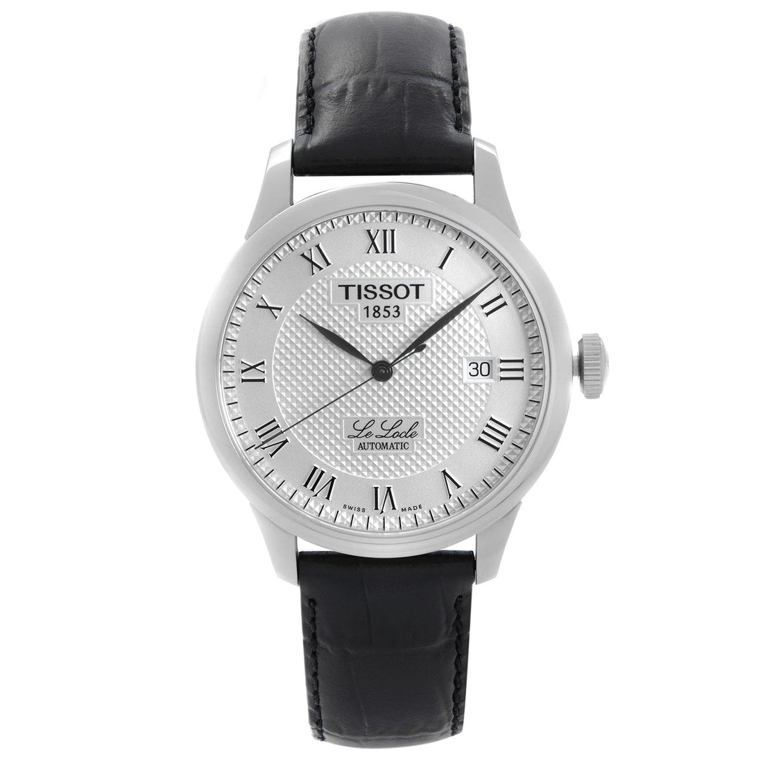 Tissot T Classic Le Locle Automatic Silver Dial Black Leather Strap Watch For Men - T41.1.423.33