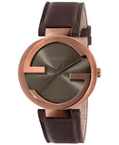 Gucci Interlocking Iconic Brown Dial Brown Leather Strap Watch For Women - YA133207