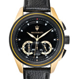 Maserati Traguardo Chronograph Black Dial Black Leather Strap Watch For Men - R8871612033