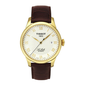 Tissot Le Locle Automatic Gold Dial Brown Leather Strap Watch For Men - T41.5.413.73