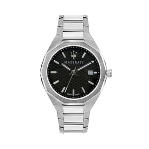 Maserati Stile Analog Black Dial Silver Steel Strap Watch For Men - R8853142003
