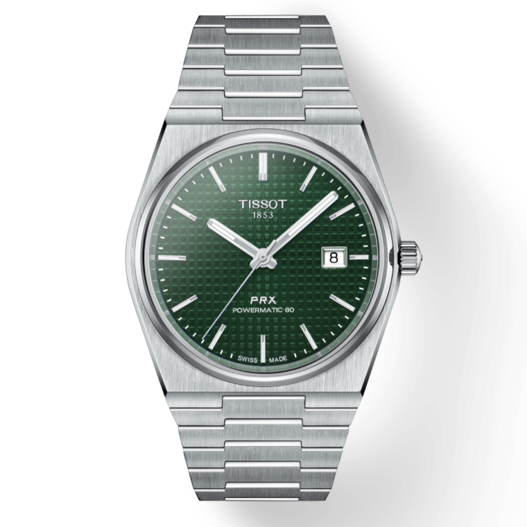 Tissot PRX Powermatic 80 Green Dial Silver Steel Strap Watch For Men - T137.407.11.091.00