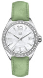 Tag Heuer Formula 1 Quartz Diamonds Mother of Pearl Dial Green Leather Strap Watch for Women - WBJ131A.FC8249