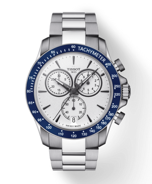Tissot V8 Quartz T Sport Chronograph White Dial Silver Steel Strap Watch For Men - T106.417.11.031.00