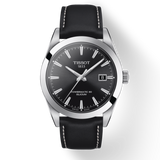 Tissot Gentleman Powermatic 80 Silicium Black Dial Black Leather Strap Watch For Men - T127.407.16.051.00