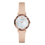 Emporio Armani Mother of Pearl Dial Beige Leather Strap Watch For Women - AR11004