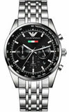 Emporio Armani Team Italia Chronograph Black Dial Silver Steel Strap Watch For Men - AR5983