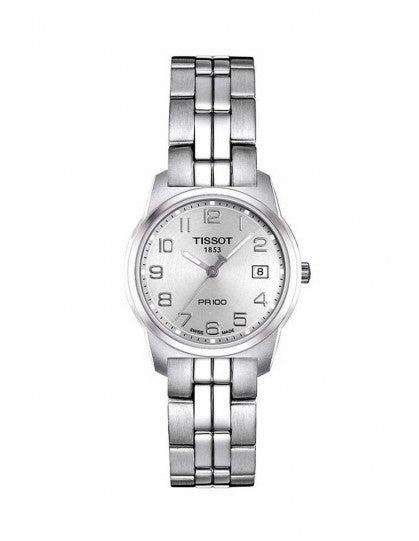 Tissot T Classic PR100 Silver Dial Silver Steel Strap Watch For Women - T049.210.11.032.00