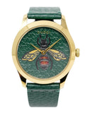 Gucci G Timeless Bee Green Dial Green Leather Strap Watch For Women - YA1264065