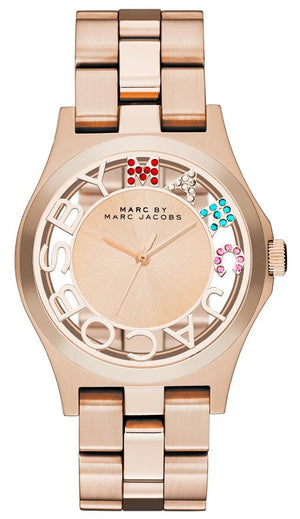 Marc Jacobs Henry Skeleton Rose Gold Dial Rose Gold Steel Strap Watch for Women - MBM3264