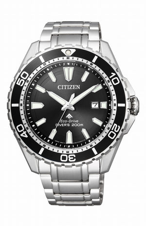 Citizen Promaster Diver Chronograph Black Dial Silver Steel Strap Watch For Men - BN0190-82E