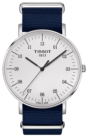Tissot T Classic Everytime Large White Dial Blue NATO Strap Watch For Men - T109.610.17.037.00