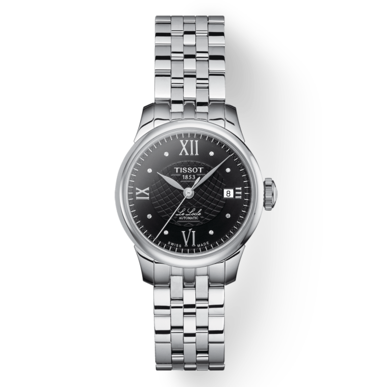 Tissot Le Locle Automatic Lady Black Dial Silver Steel Strap Watch For Women - T41.1.183.56