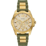 Guess Interpid 2 Golden Dial Two Tone Silicon Strap Watch For Women - W0325L5