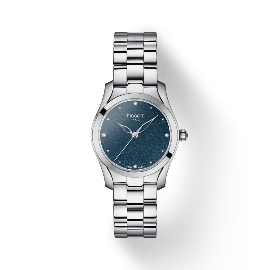 Tissot T Wave II Blue Dial Silver Steel Strap Watch For Women - T112.210.11.046.00