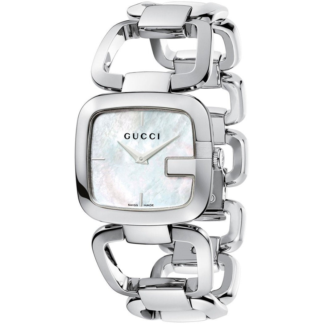 Gucci G-Class Mother of Pearl Dial Silver Steel Strap Watch For Women - YA125404
