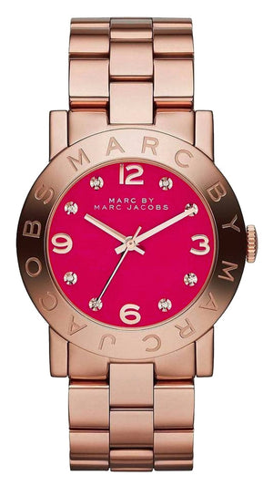 Marc Jacobs Amy Purple Dial Rose Gold Steel Strap Watch for Women - MBM8618