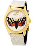 Gucci G Timeless Butterfly White Dial White Leather Strap Watch For Women - YA1264062