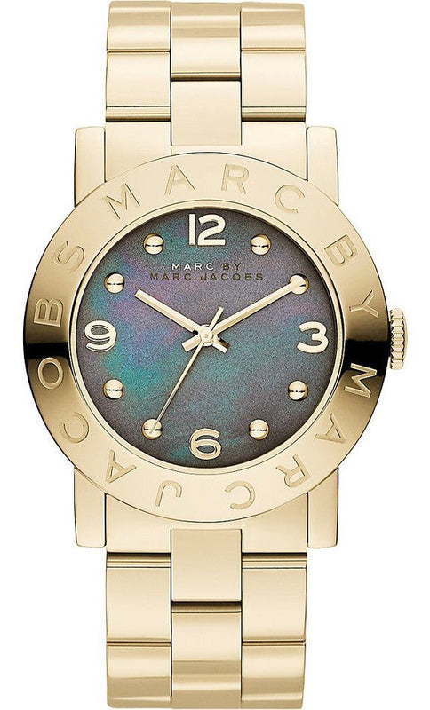 Marc Jacobs Amy Black Dial Gold Steel Strap Watch for Women - MBM3273