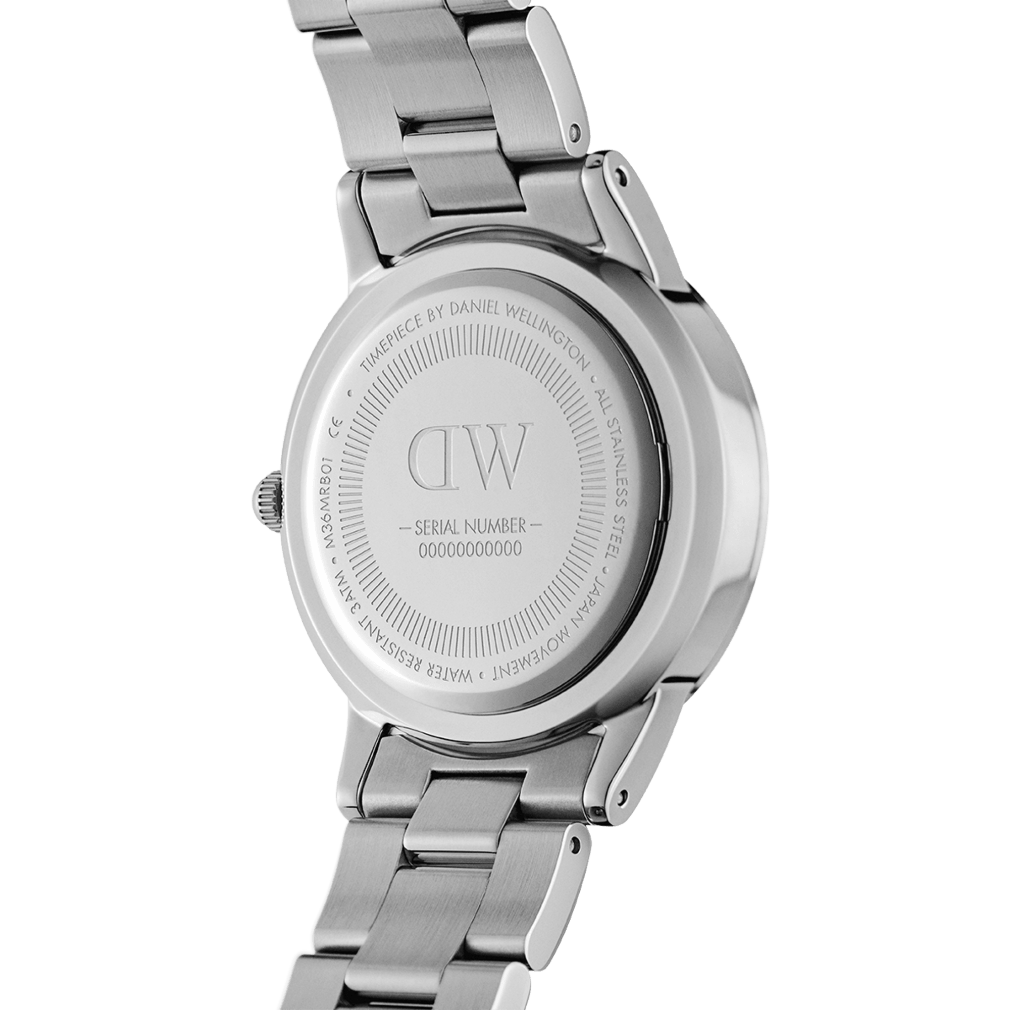 Daniel Wellington Iconic Link Black Dial Silver Steel Strap Watch for Women - DW00100204