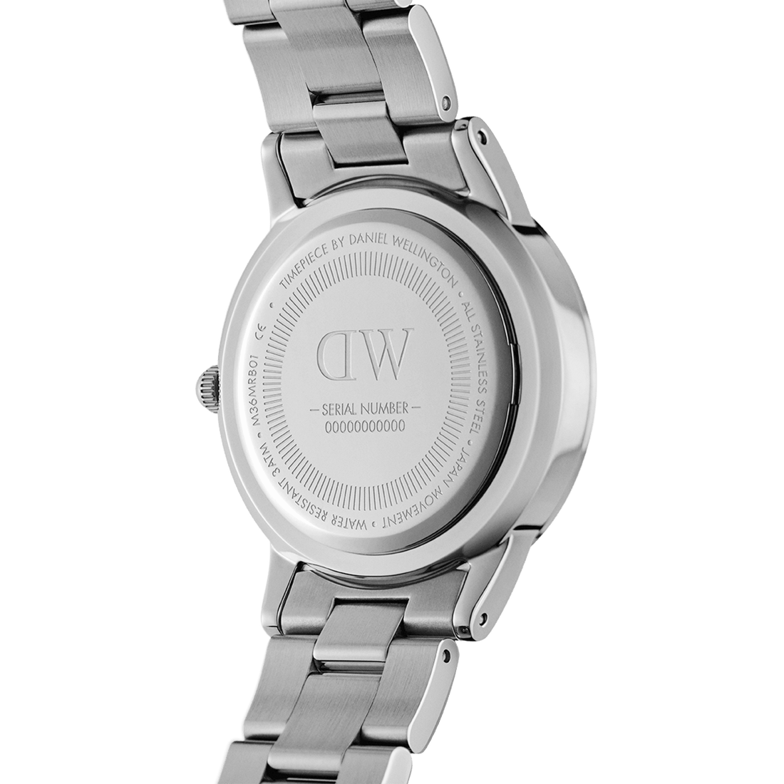 Daniel Wellington Iconic Link Black Dial Silver Steel Strap Watch for Women - DW00100204