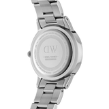 Daniel Wellington Iconic Link Black Dial Silver Steel Strap Watch for Women - DW00100204