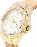 Guess Limelight Quartz Silver Dial Golden Leather Strap Watch For Women - W0775L2