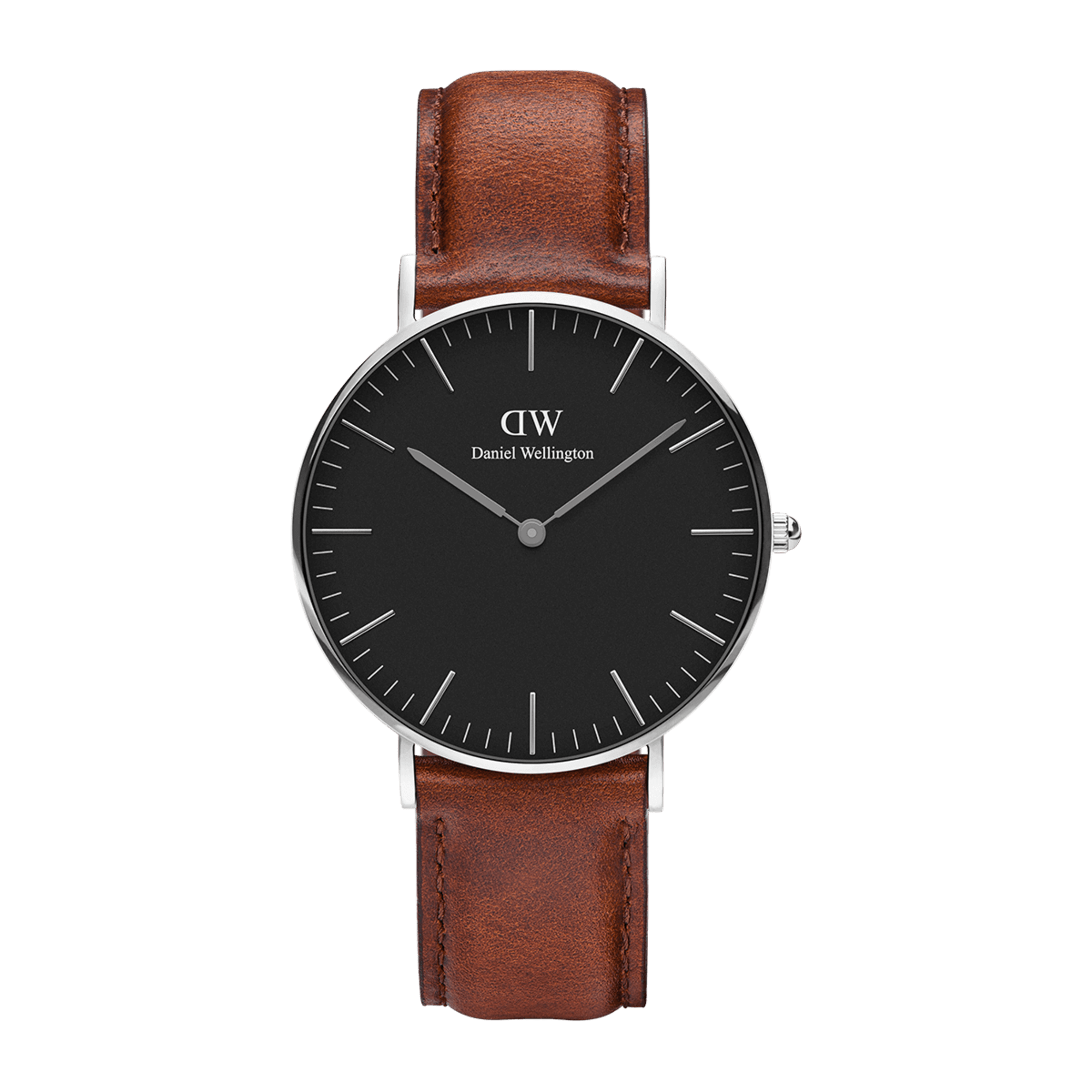 Daniel Wellington Classic Petite St Mawes Black Dial Brown Leather Strap Watch For Women - DW00100181