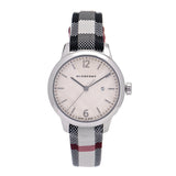 Burberry Classic Stone Silver Dial Horseberry Black Leather Strap Watch for Women - BU10103