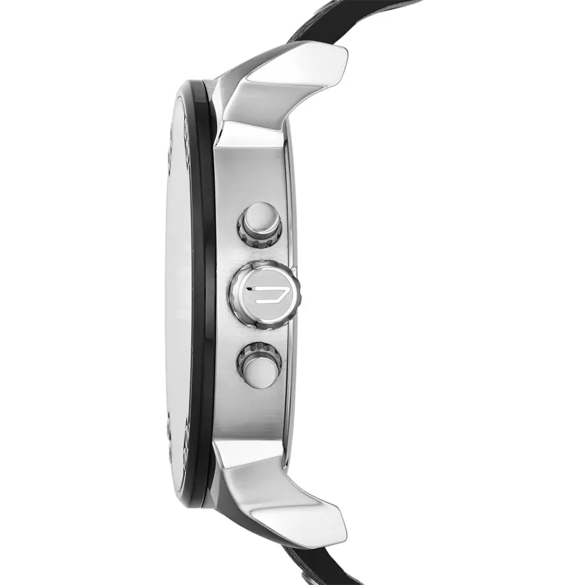 Diesel Mr Daddy Chronograph Black Dial Black Leather Strap Watch For Men - DZ7313