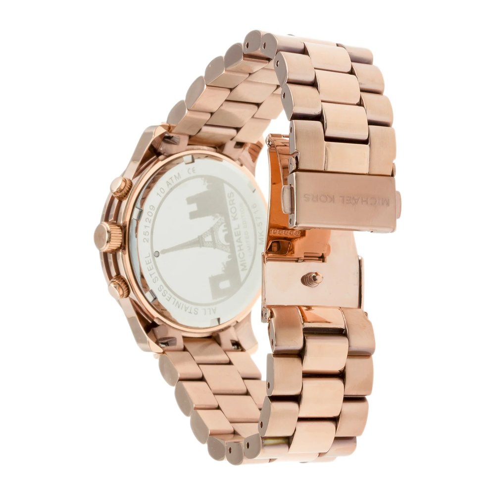 Michael Kors Paris Limited Edition Rose Gold Dial Steel Strap Watch for Women - MK5716